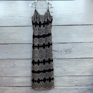 Banana Republic Black and Tan Abstract Print Maxi Dress Size 4